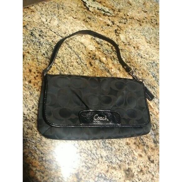 Coach Legacy Signature Wallet Wristlet Small Purse Adjustable Black - Picture 8 of 13